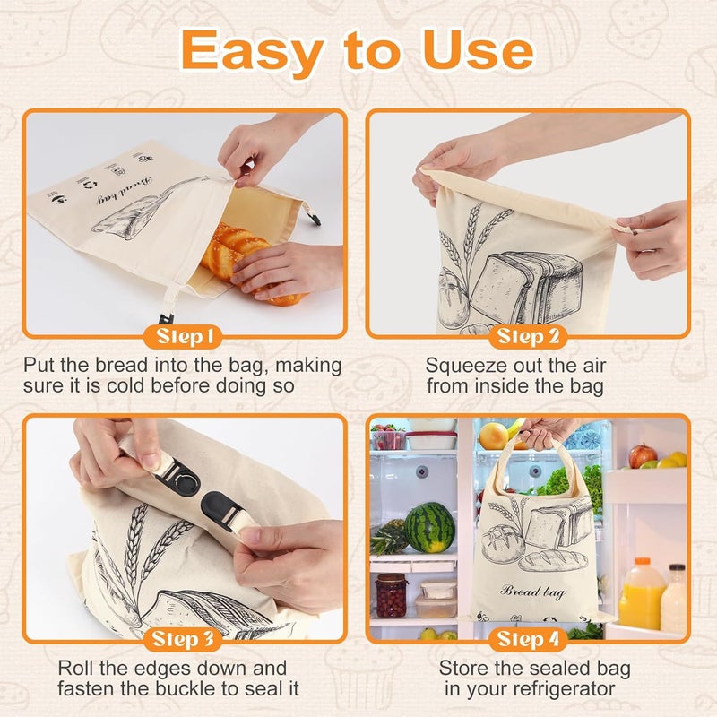 PICcircuit 2 PACK Beeswax Sourdough Bread Bags for Homemade Bread, Reusable Cotton Beeswax Bread Bag Portable Waxed Storage All Natural Bees Wax Linen Bag Keep Fresh,13''×17'', 03 - Image 5